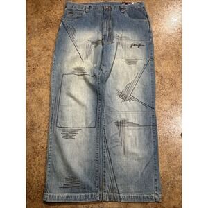 Y2k VTG Phat farm Baggy Jeans Size 38 (fits 40x31) Blue Hip Hop Wide Leg